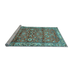 Sideview of Machine Washable Persian Light Blue Traditional Rug, wshtr4541lblu