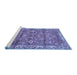 Sideview of Machine Washable Persian Blue Traditional Rug, wshtr4541blu