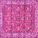 Square Machine Washable Persian Pink Traditional Rug, wshtr4541pnk