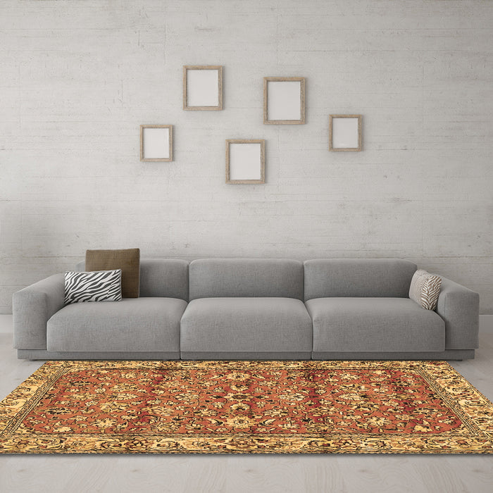 Machine Washable Persian Brown Traditional Rug in a Living Room,, wshtr4541brn