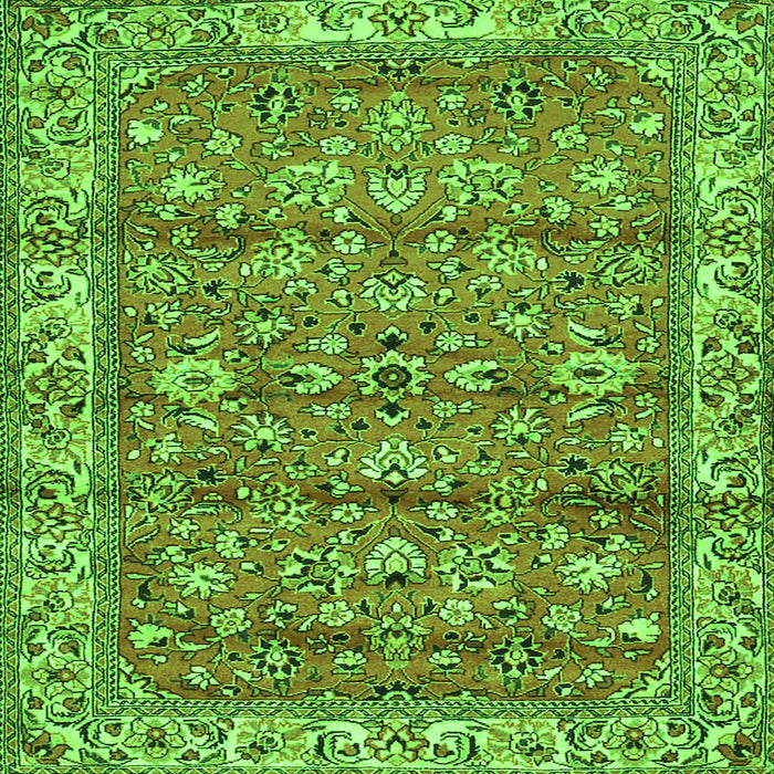 Round Machine Washable Persian Green Traditional Area Rugs, wshtr4541grn