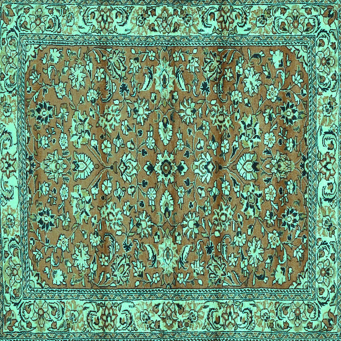 Square Machine Washable Persian Turquoise Traditional Area Rugs, wshtr4541turq