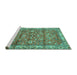 Sideview of Machine Washable Persian Turquoise Traditional Area Rugs, wshtr4541turq