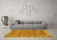 Machine Washable Persian Yellow Traditional Rug, wshtr4541yw