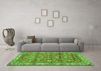 Machine Washable Persian Green Traditional Rug, wshtr4541grn