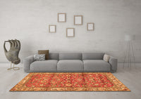 Machine Washable Persian Orange Traditional Rug, wshtr4541org