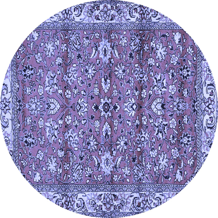 Round Machine Washable Persian Blue Traditional Rug, wshtr4541blu