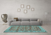 Machine Washable Persian Light Blue Traditional Rug, wshtr4541lblu