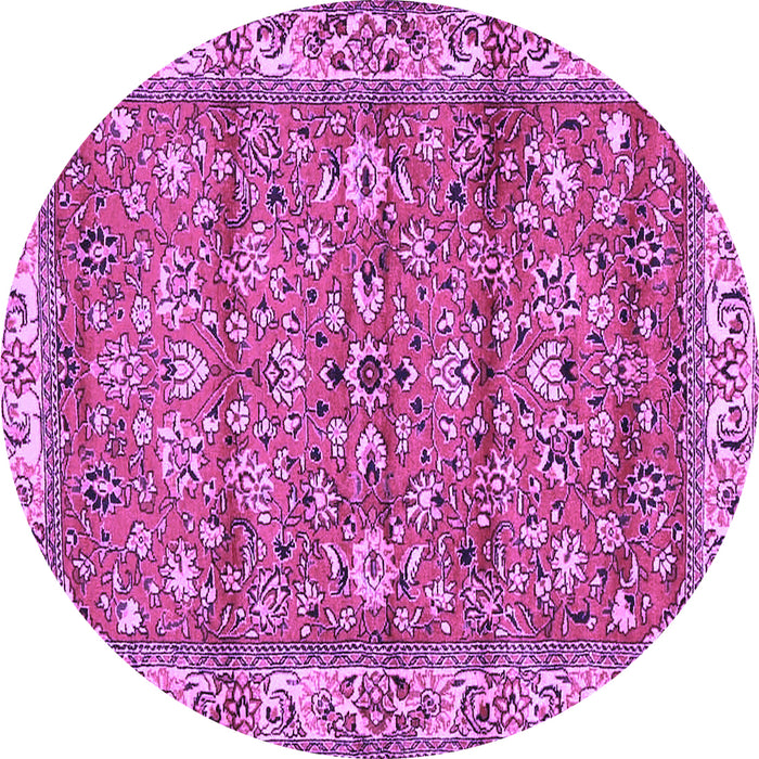 Round Machine Washable Persian Purple Traditional Area Rugs, wshtr4541pur