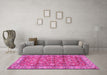 Machine Washable Persian Pink Traditional Rug in a Living Room, wshtr4541pnk