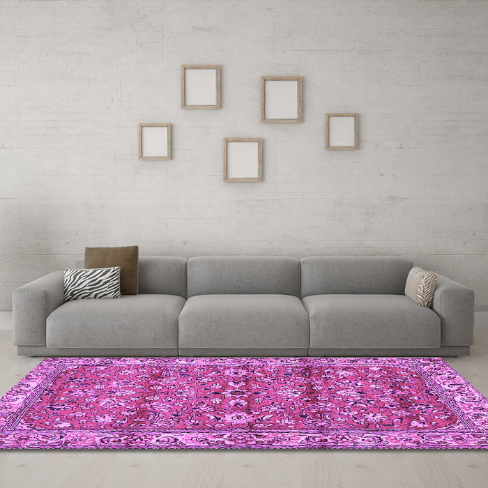 Machine Washable Persian Purple Traditional Area Rugs in a Living Room, wshtr4541pur