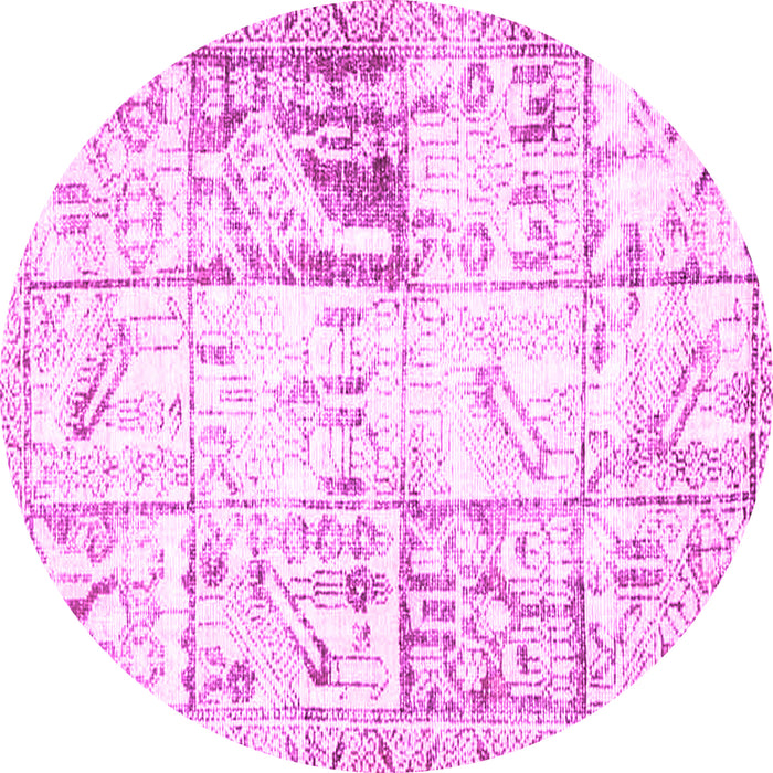 Round Persian Pink Traditional Rug, tr4542pnk