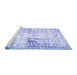 Sideview of Machine Washable Persian Blue Traditional Rug, wshtr4542blu