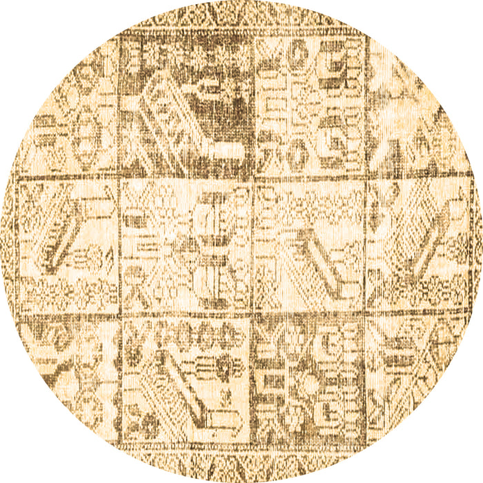 Round Persian Brown Traditional Rug, tr4542brn