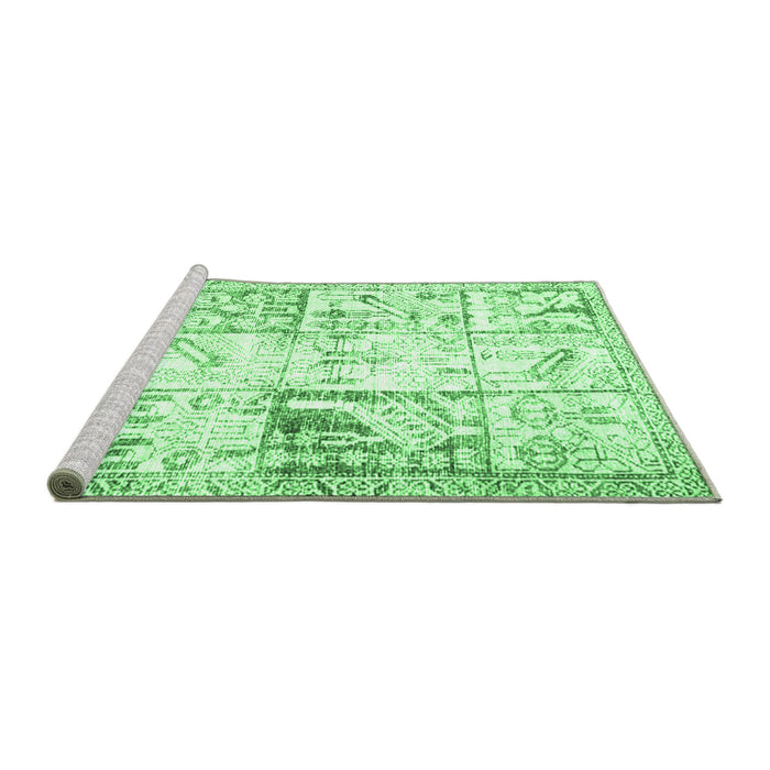 Sideview of Machine Washable Persian Emerald Green Traditional Area Rugs, wshtr4542emgrn