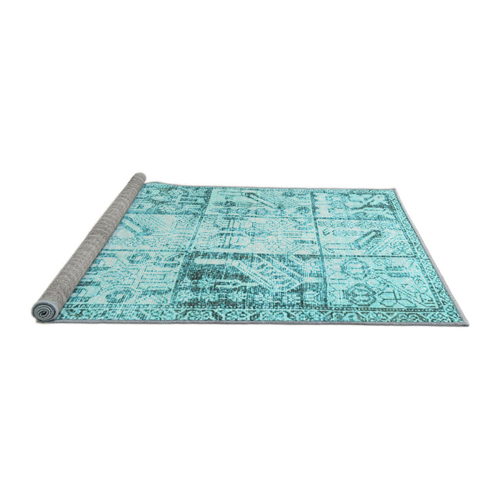 Sideview of Machine Washable Persian Light Blue Traditional Rug, wshtr4542lblu