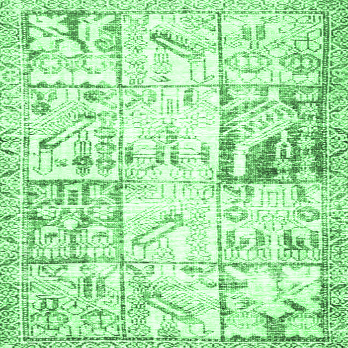 Square Machine Washable Persian Emerald Green Traditional Area Rugs, wshtr4542emgrn