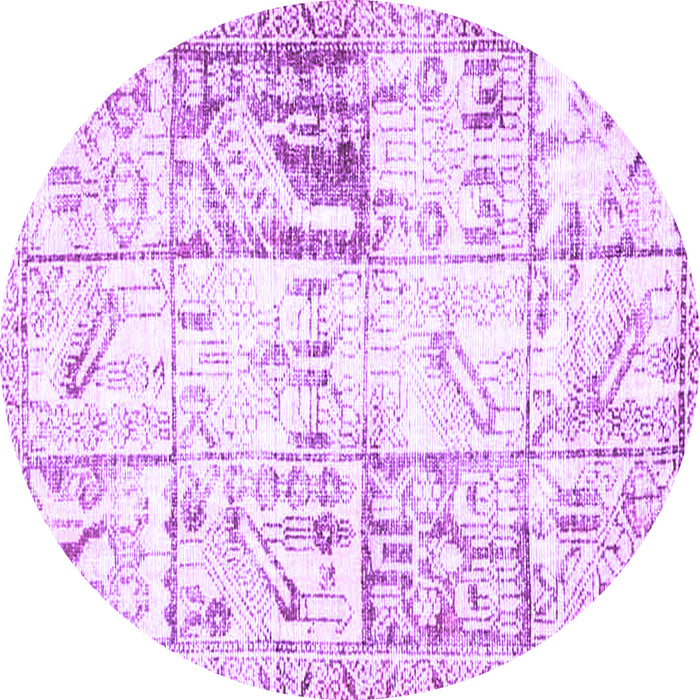 Round Machine Washable Persian Purple Traditional Area Rugs, wshtr4542pur