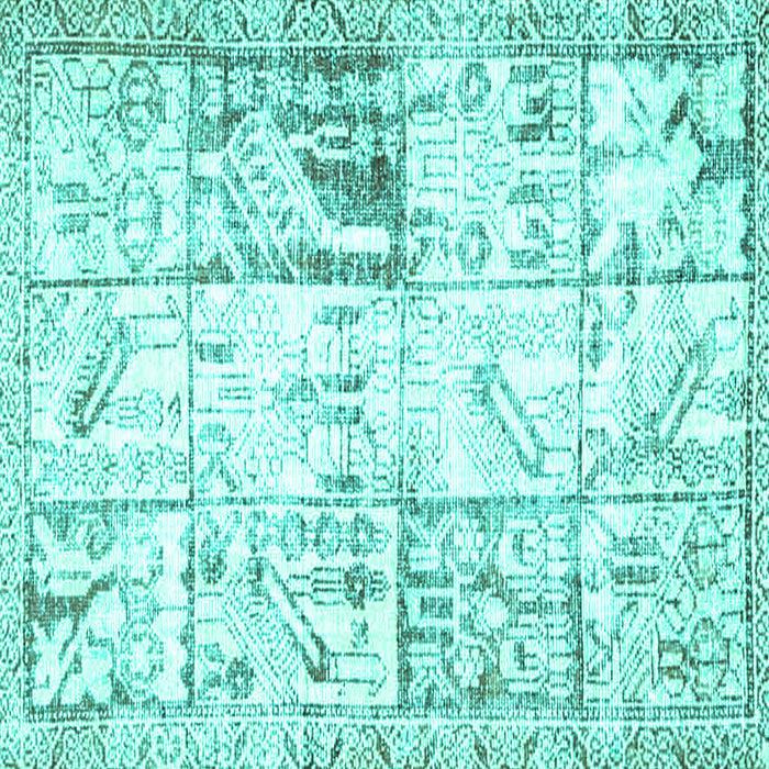 Square Persian Turquoise Traditional Rug, tr4542turq