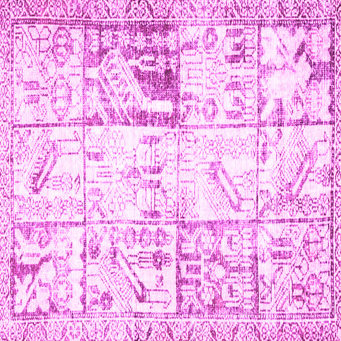 Square Machine Washable Persian Pink Traditional Rug, wshtr4542pnk