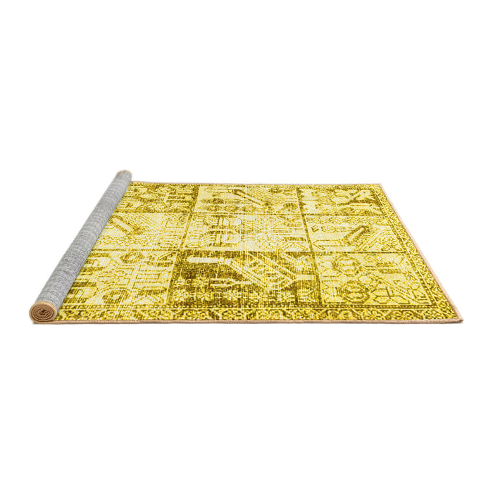 Sideview of Machine Washable Persian Yellow Traditional Rug, wshtr4542yw