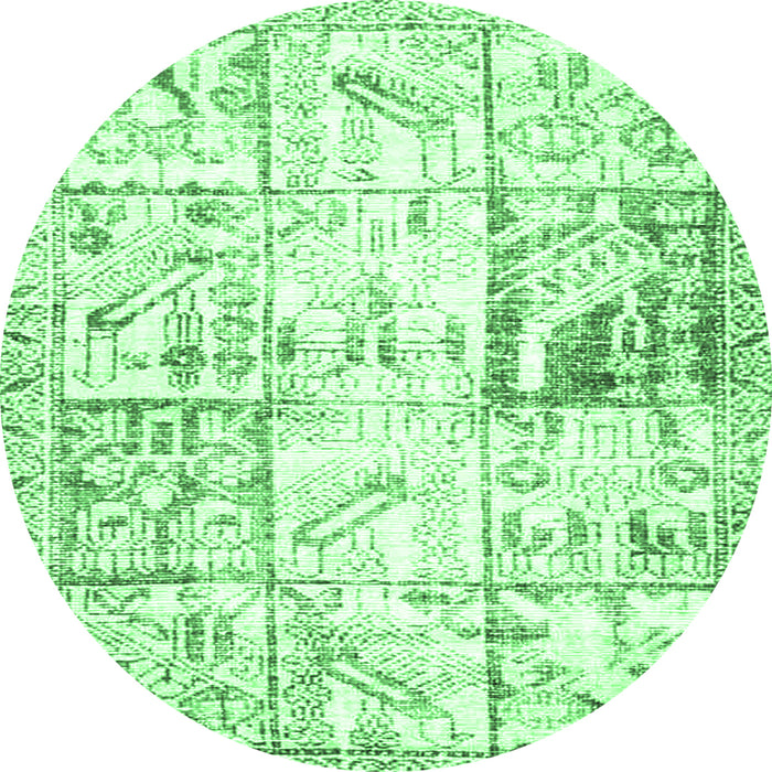 Round Persian Emerald Green Traditional Rug, tr4542emgrn