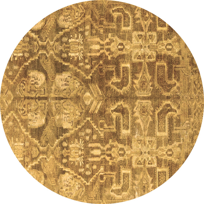 Round Persian Brown Traditional Rug, tr4543brn