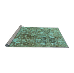 Sideview of Machine Washable Persian Light Blue Traditional Rug, wshtr4543lblu