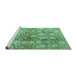 Sideview of Machine Washable Persian Turquoise Traditional Area Rugs, wshtr4543turq