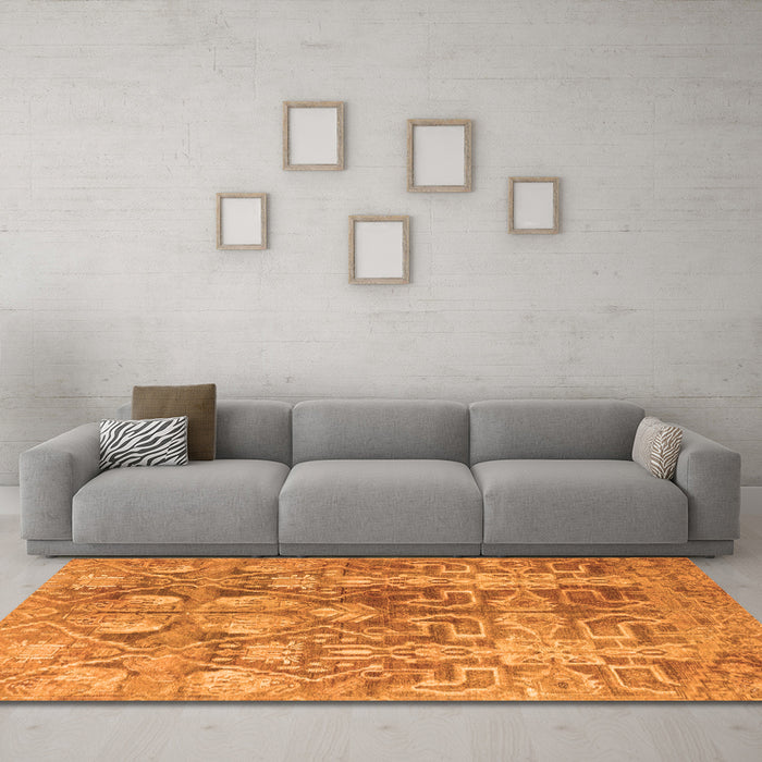 Machine Washable Persian Orange Traditional Area Rugs in a Living Room, wshtr4543org