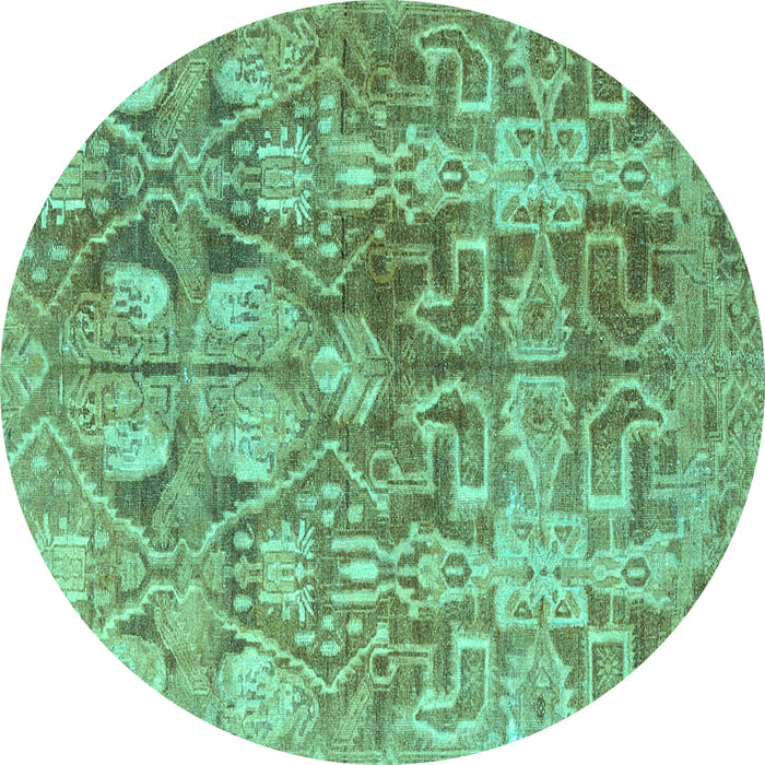 Round Persian Turquoise Traditional Rug, tr4543turq