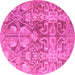 Round Persian Pink Traditional Rug, tr4543pnk