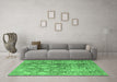 Machine Washable Persian Emerald Green Traditional Area Rugs in a Living Room,, wshtr4543emgrn