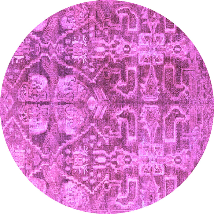 Round Machine Washable Persian Purple Traditional Area Rugs, wshtr4543pur