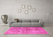 Machine Washable Persian Pink Traditional Rug in a Living Room, wshtr4543pnk