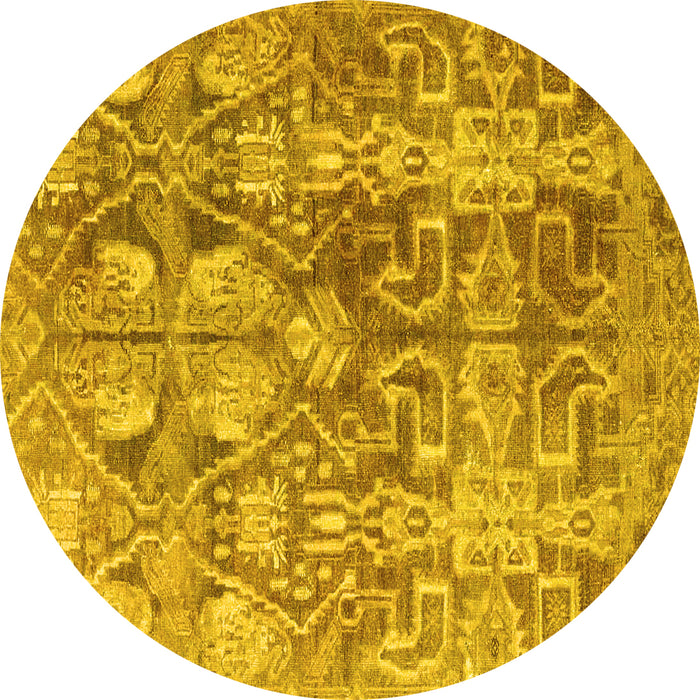 Round Persian Yellow Traditional Rug, tr4543yw