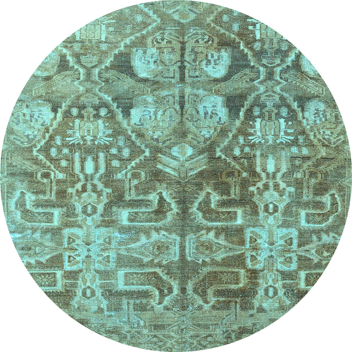 Round Machine Washable Persian Light Blue Traditional Rug, wshtr4543lblu