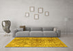 Machine Washable Persian Yellow Traditional Rug in a Living Room, wshtr4543yw