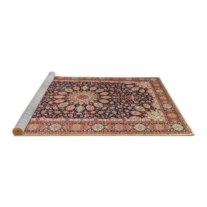 Sideview of Machine Washable Traditional Saffron Red Rug, wshtr4544