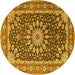 Round Medallion Yellow Traditional Rug, tr4544yw