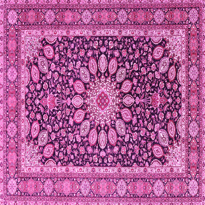 Square Machine Washable Medallion Pink Traditional Rug, wshtr4544pnk