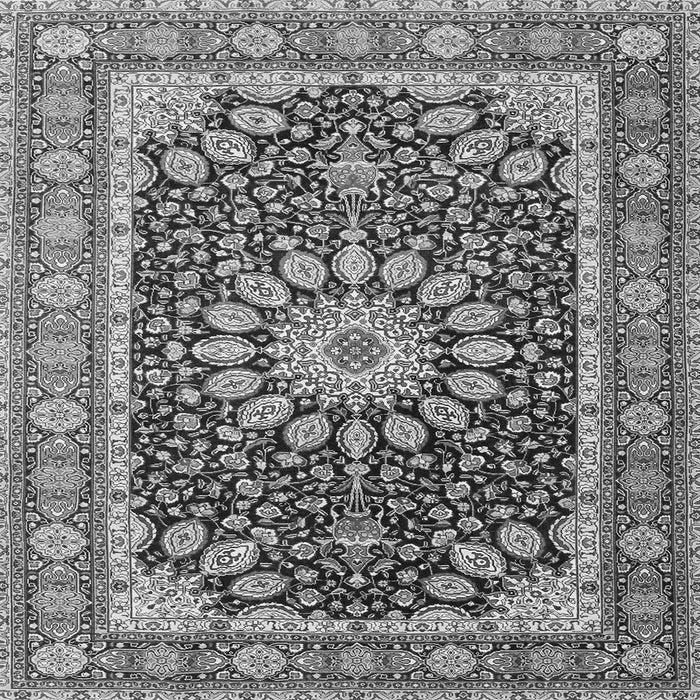 Round Machine Washable Medallion Gray Traditional Rug, wshtr4544gry