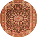 Square Medallion Orange Traditional Rug, tr4544org