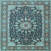 Square Medallion Light Blue Traditional Rug, tr4544lblu