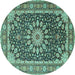 Round Medallion Turquoise Traditional Rug, tr4544turq