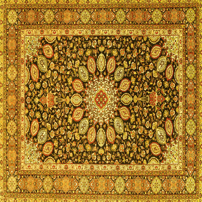 Square Medallion Yellow Traditional Rug, tr4544yw
