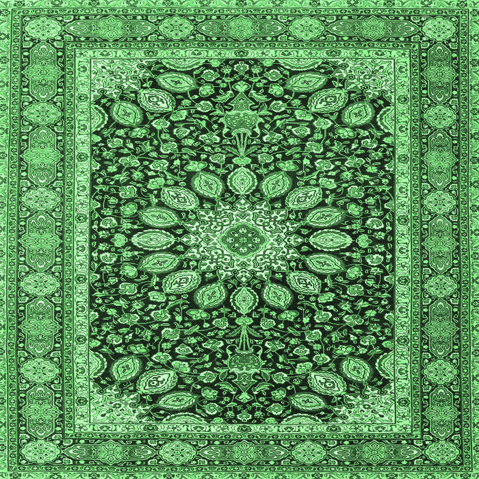 Square Medallion Emerald Green Traditional Rug, tr4544emgrn