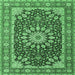 Square Medallion Emerald Green Traditional Rug, tr4544emgrn