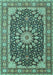 Machine Washable Medallion Turquoise Traditional Area Rugs, wshtr4544turq