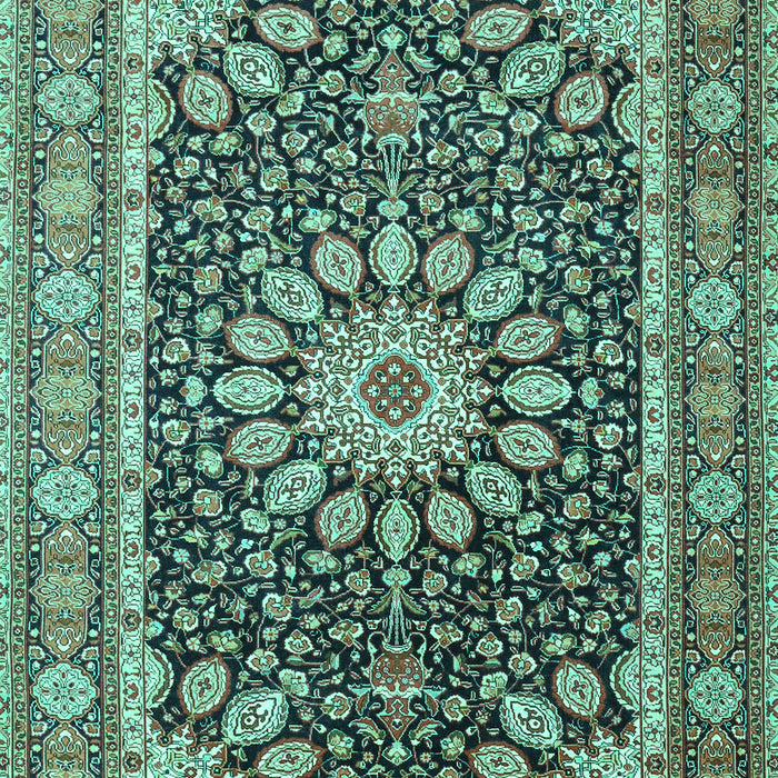 Machine Washable Medallion Turquoise Traditional Area Rugs, wshtr4544turq